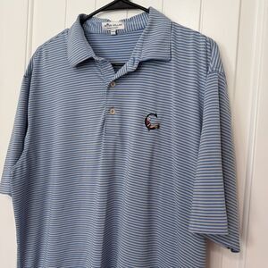 Peter Millar Summer Comfort The Cradle Pinehurst Golf Striped Polo Shirt Large